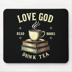 Christian Bookworm Love God Read Books Drink Tea  Mouse Pad