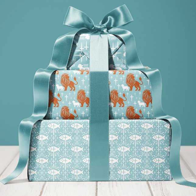 Christian Boy Baby Shower Religious Wrapping Paper Sheet (Creator Uploaded)