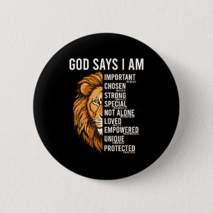 Christian Boys God Says I Am Toddler Jesus Lion Ju 6 Cm Round Badge