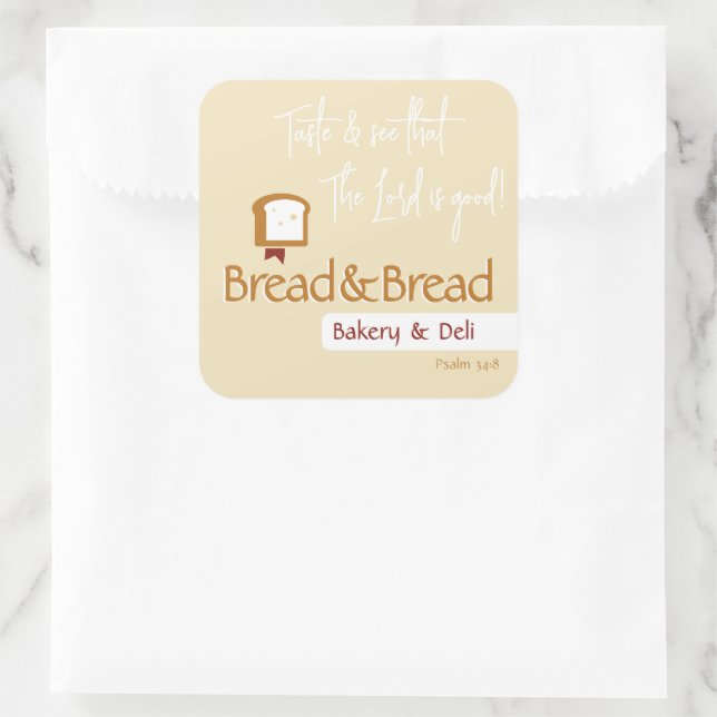 Christian Bread Logo | Bakery Cafe Fellowship Square Sticker (Bag)