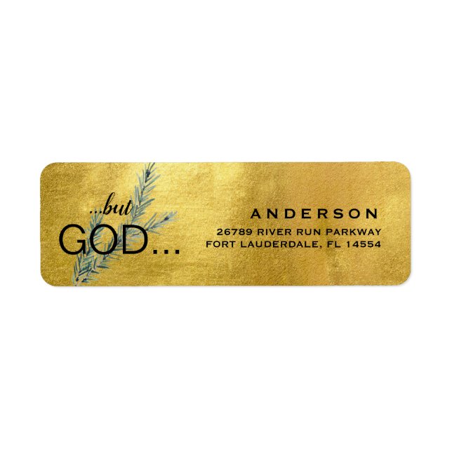 Christian but GOD Christmas Metallic Gold  Return Address Label (Front)