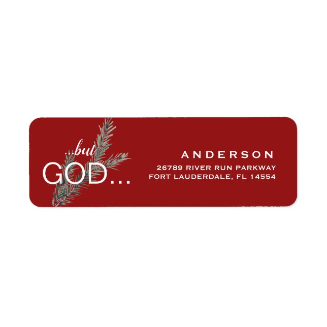 Christian "...but GOD..." Christmas Red Address Return Address Label (Front)