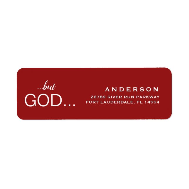 Christian "...but GOD..." Christmas Red Address Return Address Label (Front)
