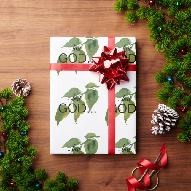 Christian "...but GOD..." Foliage  Wrapping Paper (Holiday Gift)