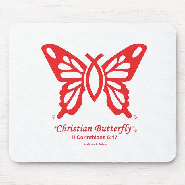 "Christian Butterfly" Mouse Pad Red Logo (Front)