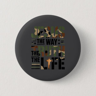 Christian Camouflage Jesus Way Truth Life Camo Bib 6 Cm Round Badge