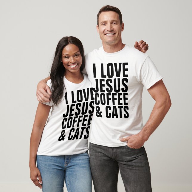 Christian Cat lover T-shirts, JESUS COFFEE CATS T-Shirt (Unisex)
