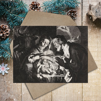 Christian Catholic Christmas Nativity Scene Manger Holiday Postcard