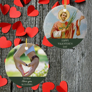Christian Catholic Photo Happy Valentine's Day Ceramic Ornament
