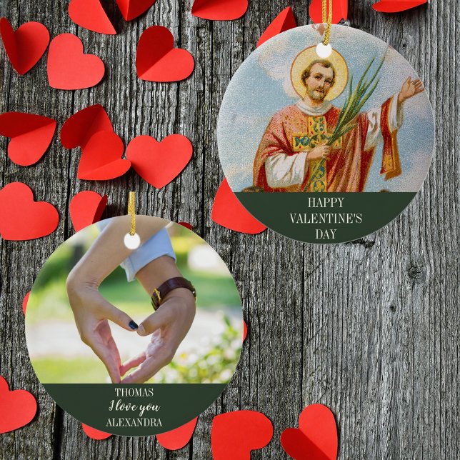 Christian Catholic Photo Happy Valentine's Day Ceramic Ornament (Religious Christian Catholic Saint Valentine Love Photo Happy Valentine's Day Ceramic Ornament)