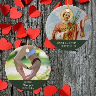 Christian Catholic Photo Saint Valentine's Day Ceramic Ornament