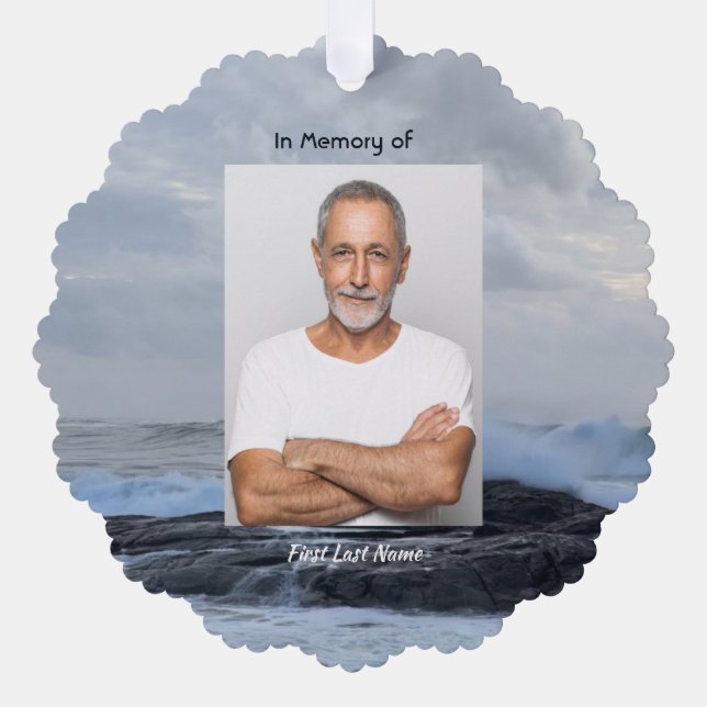 Christian Celebration Life Keepsake Storm Ocean Tree Decoration Card (Front)