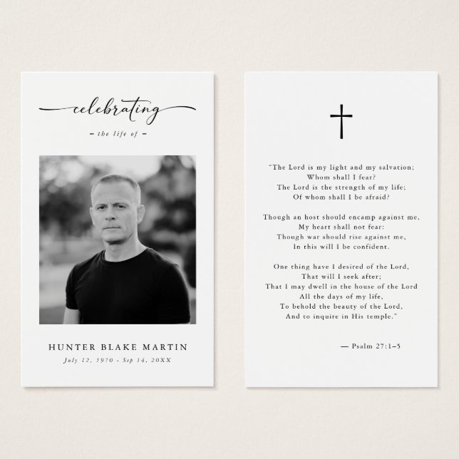 Christian Celebration of life Funeral Prayer Card (Front & Back)
