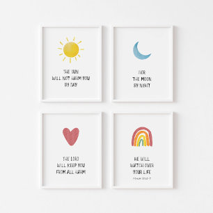 Christian children bible verse set of 4 print