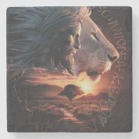 Christian Christ and The Lion Stone Coaster