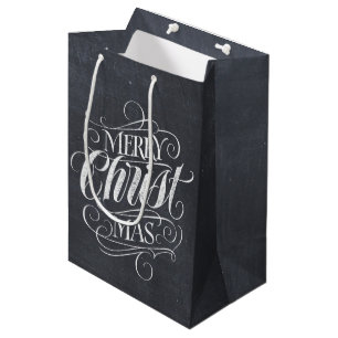 Christian Christ Christmas Chalkboard Calligraphy Medium Gift Bag