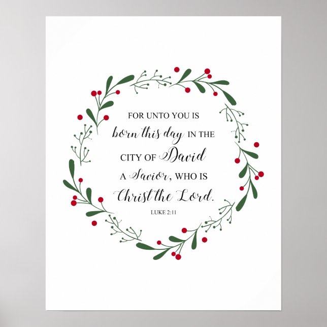 Christian Christmas Bible Verse Jesus Saviour Luke Poster (Front)