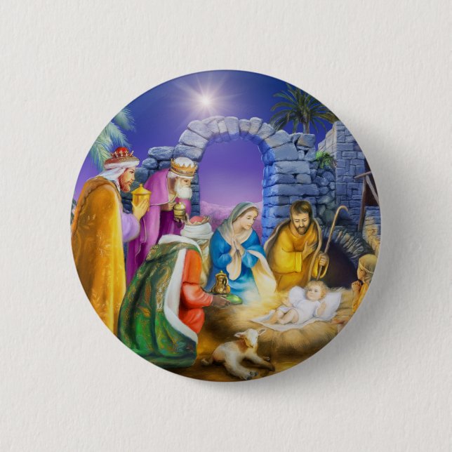 Christian Christmas card 6 Cm Round Badge (Front)