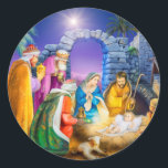 Christian Christmas card Classic Round Sticker<br><div class="desc">sticker</div>