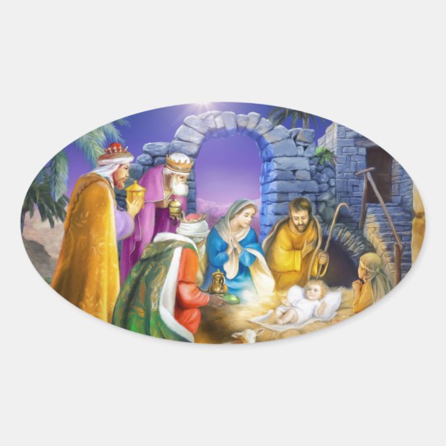 Christian Christmas card Oval Sticker (Front)