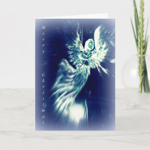 Christian Christmas card silver blue angel