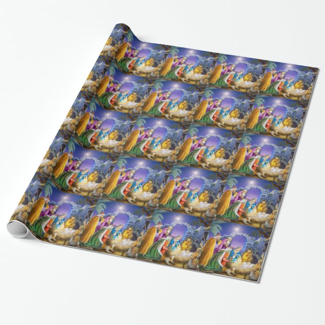 Christian Christmas card Wrapping Paper (Unrolled)