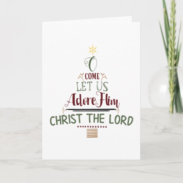 Christian Christmas Carol Typography Holiday Photo Card (Front)