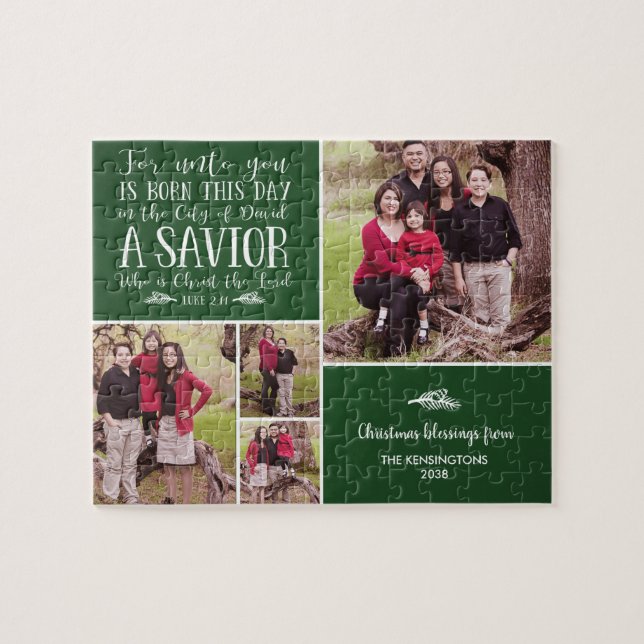 Christian Christmas Collage Luke 2 Photo Jigsaw Puzzle (Horizontal)