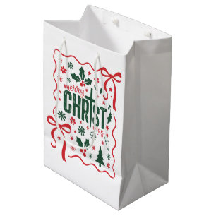 Christian Christmas Cross Sign Jesus Christ Faith Medium Gift Bag