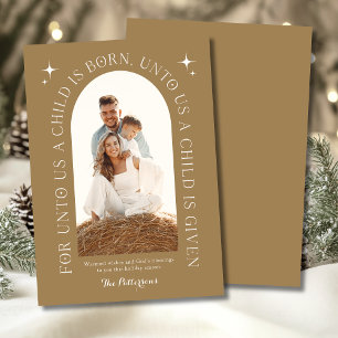 Christian Christmas Family Photo Scripture Gold Holiday Card