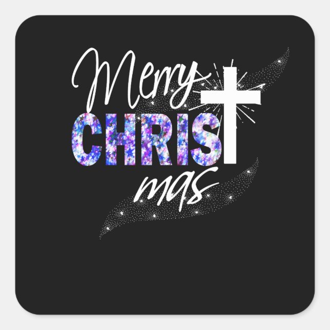 Christian Christmas Gift Merry Christmas With Square Sticker (Front)