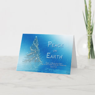 CHRISTIAN CHRISTMAS GREETING - BLUE - TREE - VERSE HOLIDAY CARD