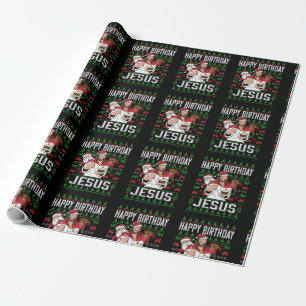 Christian Christmas HAPPY BIRTHDAY JESUS Family Ma Wrapping Paper