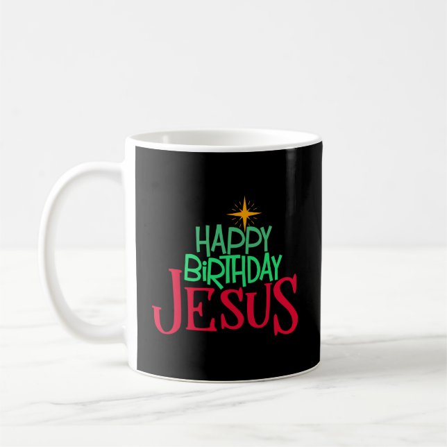 Christian Christmas Happy Birthday Jesus Women Men Coffee Mug (Left)