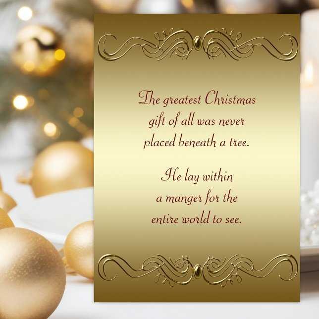 Christian Christmas Holiday (Religious Christmas card with elegant gold swirls and scriptures.)