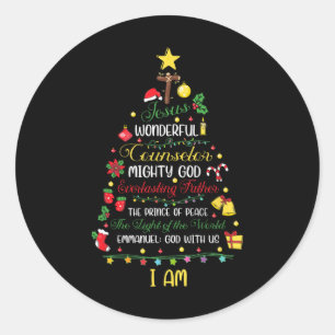 Christian Christmas Jesus Bible Names Xmas Tree Sh Classic Round Sticker