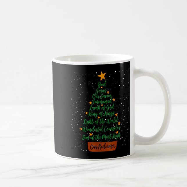 Christian Christmas Jesus Bible Names Xmas Tree Sh Coffee Mug (Right)