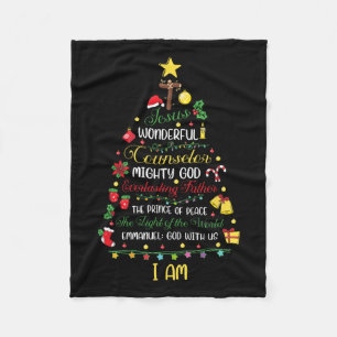 Christian Christmas Jesus Bible Names Xmas Tree Sh Fleece Blanket