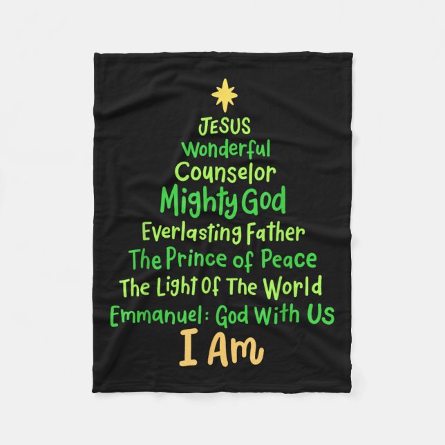 Christian Christmas Jesus Bible Names Xmas Tree Sh Fleece Blanket (Front)