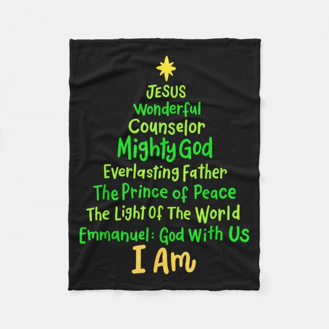 Christian Christmas Jesus Bible Names Xmas Tree Sh Fleece Blanket (Front)