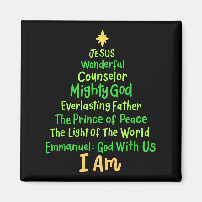 Christian Christmas Jesus Bible Names Xmas Tree Sh Magnet (Front)