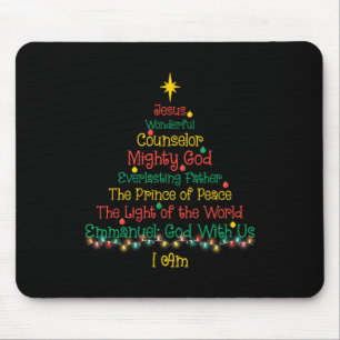 Christian Christmas Jesus Bible Names Xmas Tree Sh Mouse Pad