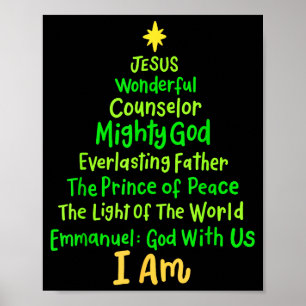 Christian Christmas Jesus Bible Names Xmas Tree Sh Poster