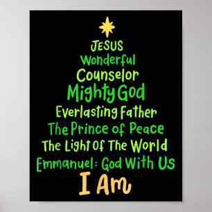 Christian Christmas Jesus Bible Names Xmas Tree Sh Poster