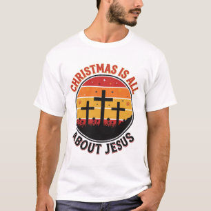 Christian Christmas Jesus Sunset Cross T-Shirt Des