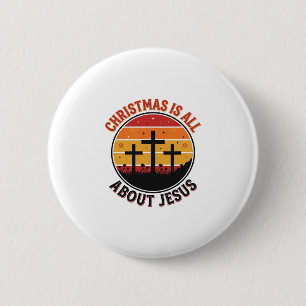 Christian Christmas Jesus Sunset Cross T-Shirt Des 6 Cm Round Badge