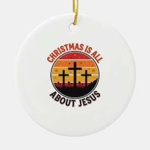 Christian Christmas Jesus Sunset Cross T-Shirt Des Ceramic Ornament