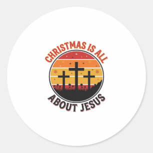 Christian Christmas Jesus Sunset Cross T-Shirt Des Classic Round Sticker