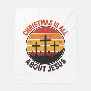 Christian Christmas Jesus Sunset Cross T-Shirt Des Fleece Blanket