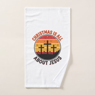 Christian Christmas Jesus Sunset Cross T-Shirt Des Hand Towel